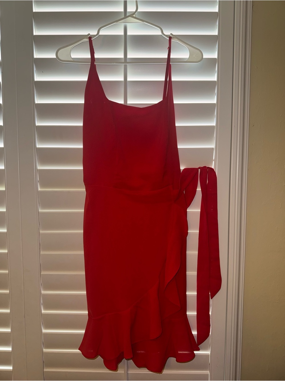 Amazon Red Spaghetti-Strap Ruffle Mini Dress